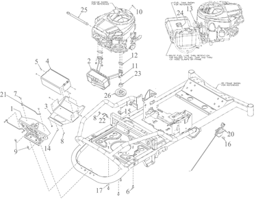 Engine Accessories Diagram and Parts List for 17ADFACSA07 2022 Yard Machines Lawn Tractor